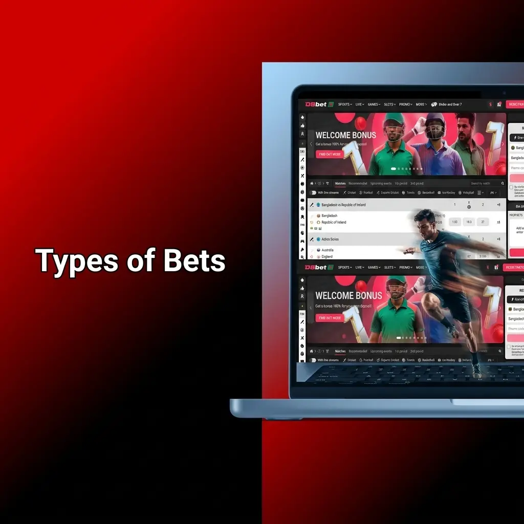 Single, Express Accumulator, and System bet types explained with odds and payout details for sports betting