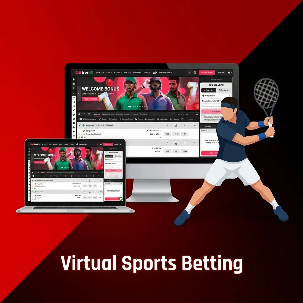 Virtual sports betting on DBBet featuring simulated cricket, football, horse racing and basketball with RNG-determined outcomes