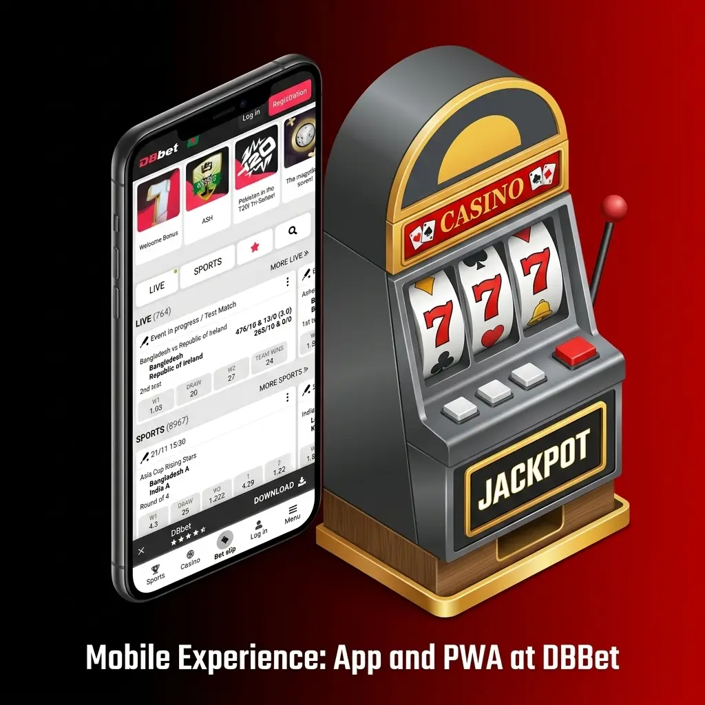 DBBet PWA app icon on smartphone screen showing faster mobile betting experience without app store installation