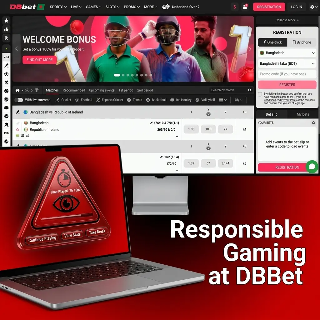 DBBet responsible gaming tools including deposit limits, self-exclusion options, and reality checks for safe gambling